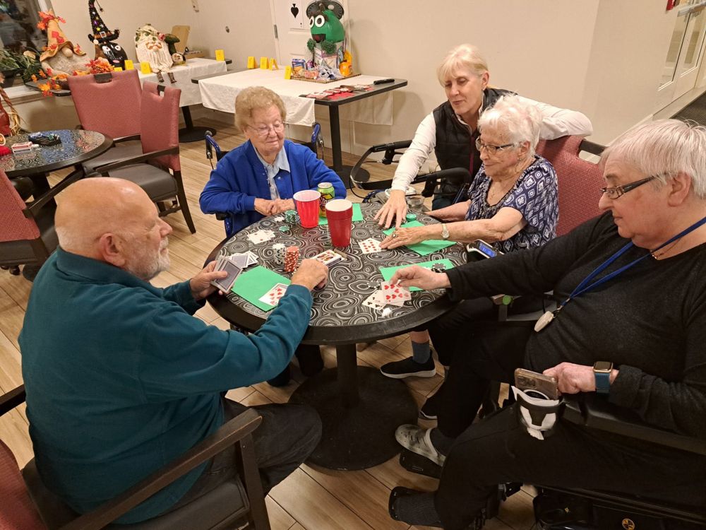 Residents playing cards together